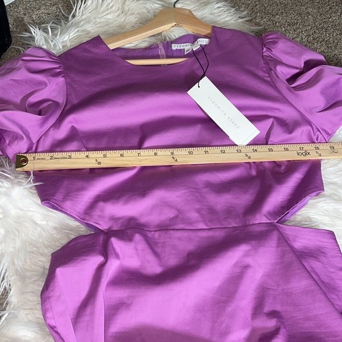 Veronica Beard Dress Womens Sz 10 puff Sleeves Cut out Mini Tiered Cotton Blend - Picture 6 of 9