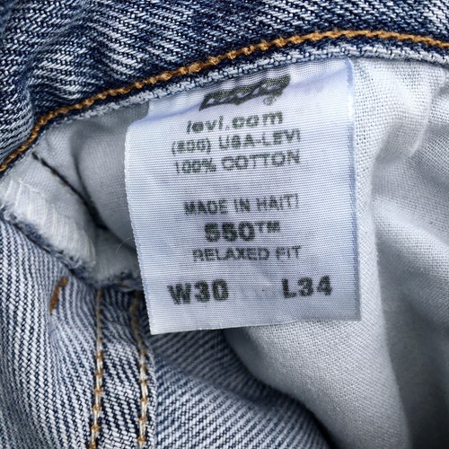 Pantalones de mezclilla vintage Levis 550 para hombre 34x30 azul calce relajado 100 % algodón lavado ligero - Imagen 5 de 5
