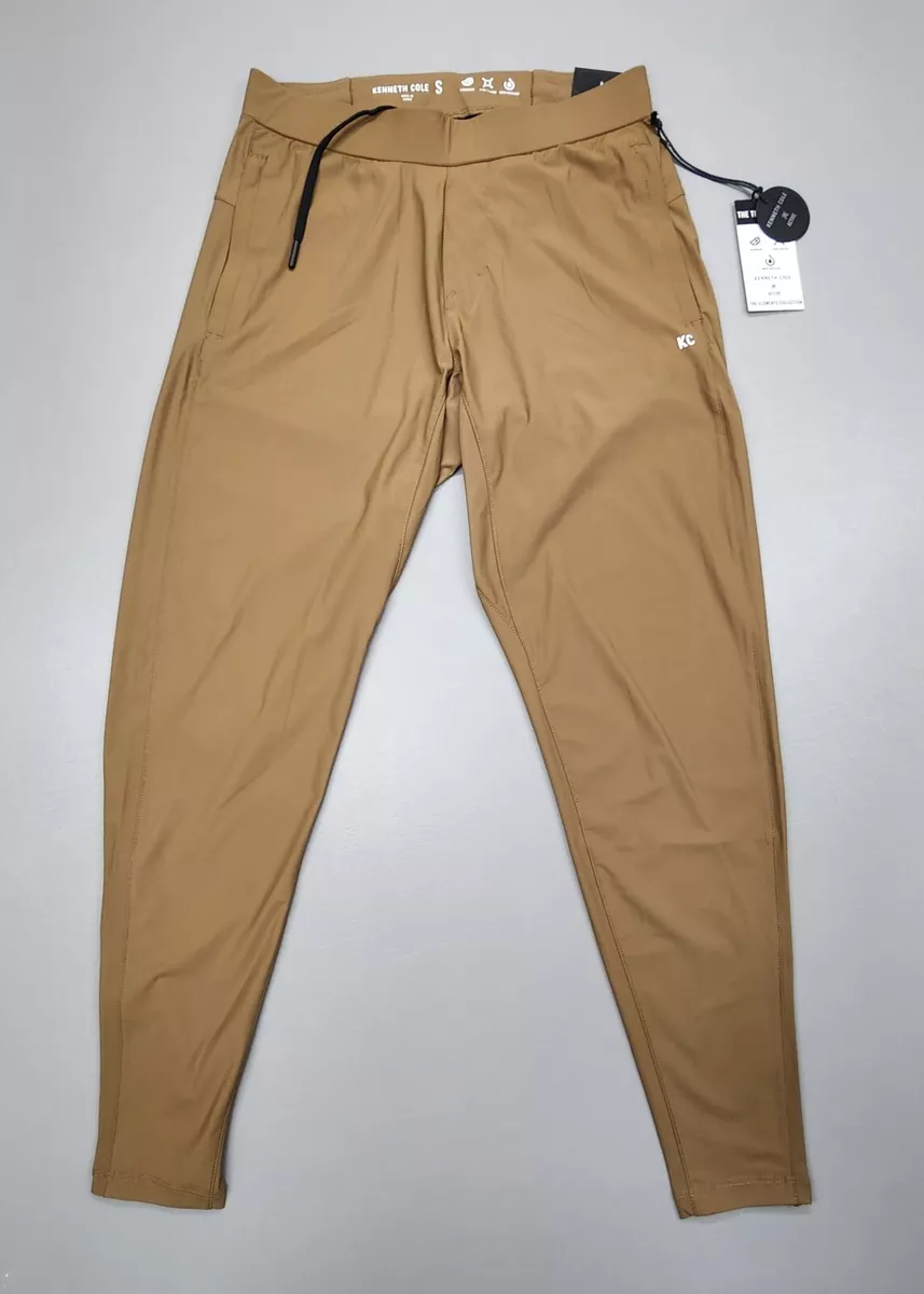 Kenneth Cole The Tech Joggers Deep Khaki Ankle Zip Slim Fit Lightweight DWR