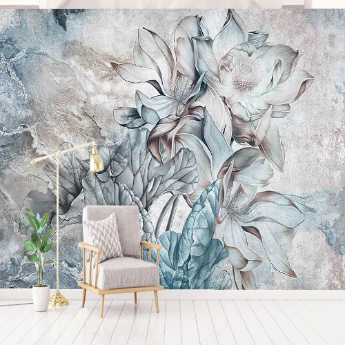 Nordic Lotus Flowers Painting Wallpaper 3DRoom TV Wall Waterproof 3D Photo Mural - Bild 1 von 23