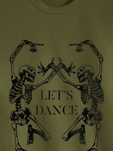 Mens Graphic Let's Dance Memento Mori Halloween Drawing Short Sleeve T Shirt - Picture 10 of 28