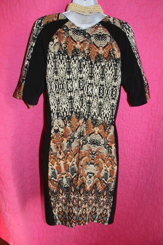 GABBY SKYE Slinky Sheath Dress Animal Print Knee Length 3/4 Slve 12 Stretch Poly - Picture 3 of 4