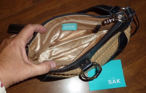 THE SAK *STRAW & LEATHER* RECTANGULAR SHOULDER-BAG/HANDBAG/PURSE - Picture 4 of 4