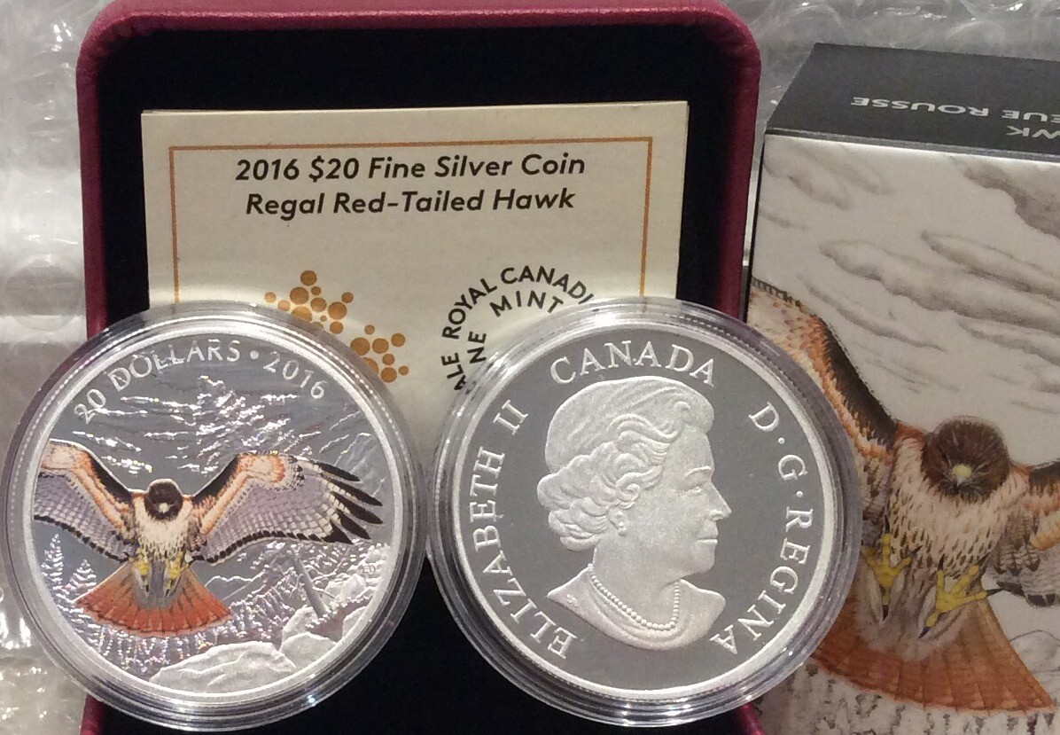 Regal Red-Tailed Hawk $20 2016 1OZ Pure Silver Proof Coin Canada