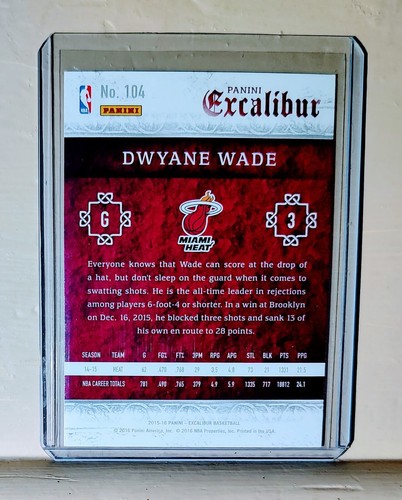 Dwyane Wade 2015-16 Panini Excalibur Basketball NBA #104 Card - Picture 2 of 2