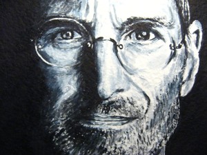 Original Painting Steve Jobs Face Portrait Glasses Apple Iphone