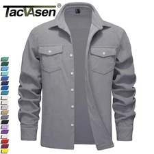 Men's Corduroy Shirt Shacket Long Sleeve Spring Fall Casual Work Button Up Shirt