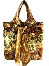 Tote Shopping Bag Sectioned Farmers Market Reusable Grocery Bag Floral