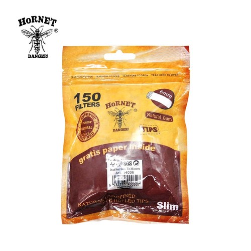 HORNET Natural Unrefined PreRolled Cigarette Filter Tips 6MM 300 Filters 2 Packs - Picture 6 of 8