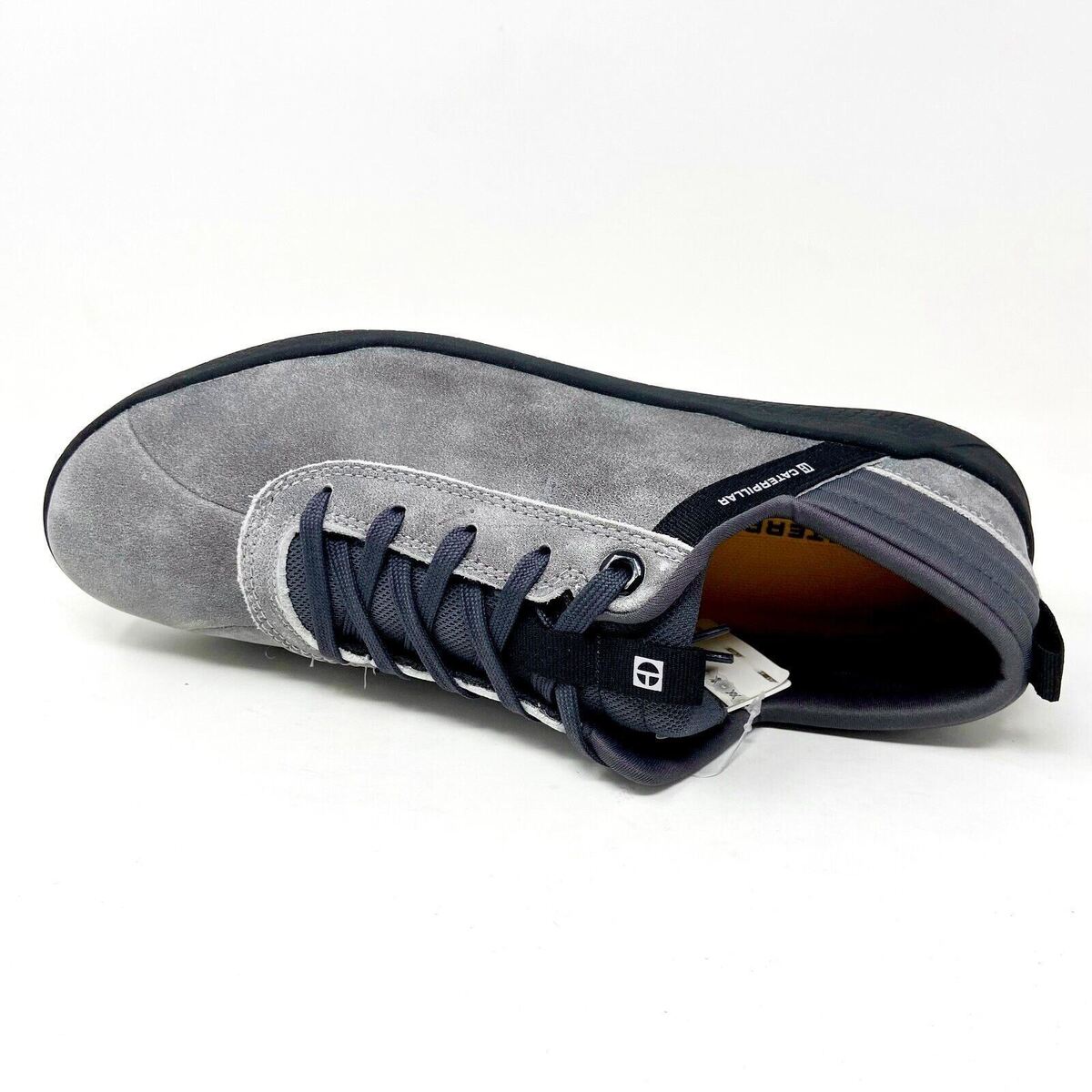 Caterpillar CAT Hex Glacier Grey Black Mens Suede Casual Sneakers 
