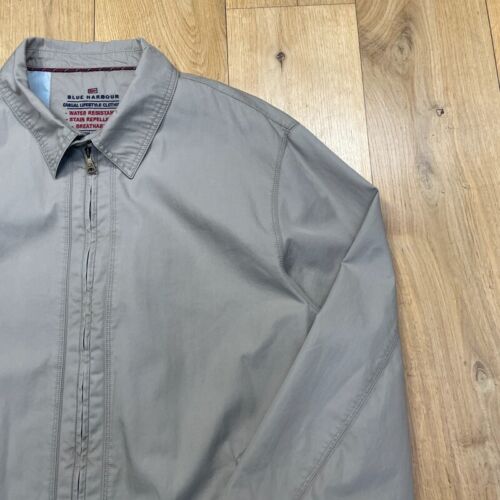 Mens Blue Harbour Harrington Jacket L Large Beige Full Zip Water Resistant Coat - Picture 4 of 13