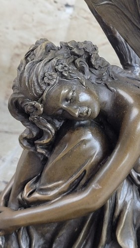 Bronze statue art nouveau garden fairy angel w/ wings. SIGNED Cesaro Figurine - Picture 7 of 10