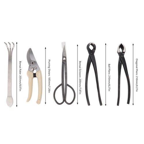 5Pcs Bonsai Tool Set Kit Carbon Steel Bonsai Scissors Rake Branch Cutter GF - Picture 14 of 24