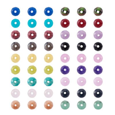 450 Stck. 4 mm Facettiert Naturstein Perlen Jade Edelstein Rondell Rund Zwischenring Perle