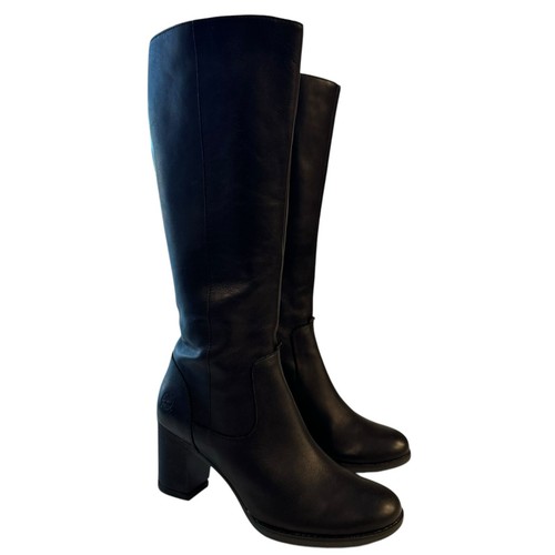 Timberland Atlantic Height Medium Shaft Tall Boots Black Leather Size 7.5 EUC