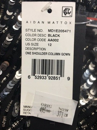 Vestido formal de noche recortado con lentejuelas Aidan Mattox para mujer nuevo con etiquetas - Imagen 8 de 12