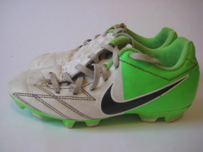 Nike Jr T90 Shoot IV Fg soccer CLEATS shoes sneaker 1/2 white black green 
