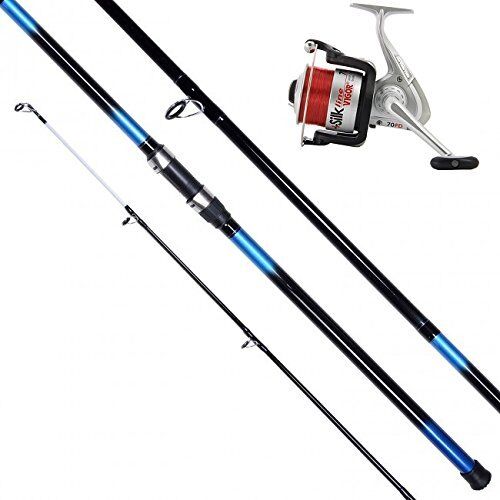 13 FT 3PC BEACHCASTER FISHING ROD & SILK 70 BEACH/SEA REEL + LINE COMBO  - Picture 1 of 1