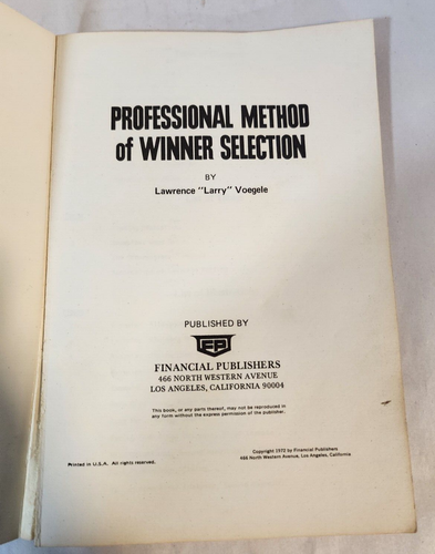 1972 Professional Method Of Winner Selection Voegele's Can't Lose Horse Racing - Imagen 4 de 6