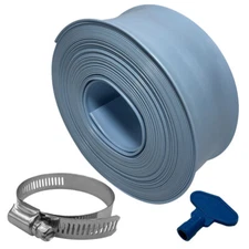 Puri Tech Durable Pool Backwash Hose Includes Clamp and Key 2 inch x 50 feet