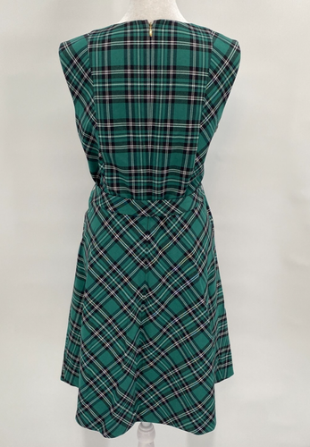 Vestido Draper James Talla 12 Verde Negro Cuadros Sin Mangas Cinturón Pradera Cabina - Imagen 5 de 14