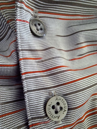 ANTIGUA SZ XXL Polo Golf Shirt Men's Brown, Red & White Horizontal Stripes - Picture 5 of 9
