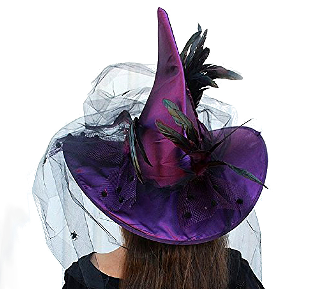 Halloween Hexenhut – 3-teiliges Set Mit Schleier, Schwarz & Orange, 38x52 Cm – Für Kostümpartys & Deko