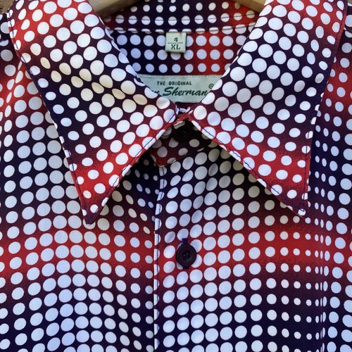 Ben Sherman Polka Dot Stripe Abstract Mosaic Button Up Shirt Red Purple Men XL 4 - Picture 5 of 7