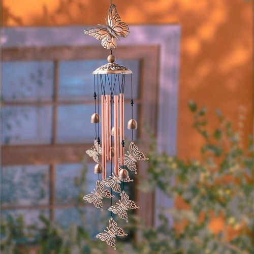 33"Butterfly Metal Wind Chimes Outdoor Garden 4 Tubes Bells Yard Home Decor Gift - Picture 6 of 10