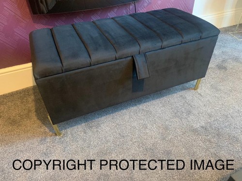 Panel Ottoman Storage Box Blanket And Toy Box Seating Footstool Plush Velvet.... - Picture 16 of 40