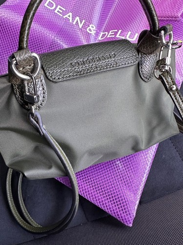 SALE Longchamp Pouch LE PLIAGE GREEN with Handle in Recycled Canvas Foret NEW - Picture 9 of 10