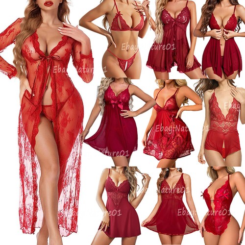 Sexy Damen-Nachtwäsche Spitze Dessous Babydoll Unterwäsche Nachtwäsche G-String Höschen - Bild 1 von 109