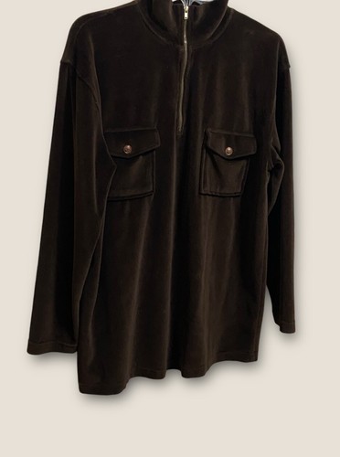 Vintage 90's Womens S Velour Quarter Zip 2 Patch Pockets Long Sleeve Shirt - Picture 5 of 9