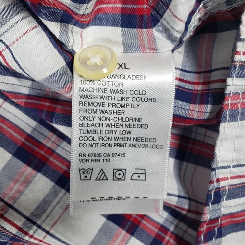 Nautica Mens Graphic Patch Pocket Plaid Short Sleeve Button Up Shirt Size XL - Picture 8 of 10
