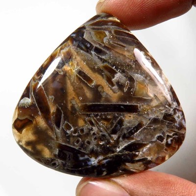 Fansi Shape Loose Natural Stick Agate Cabochon 18 Cts #8208N Pseudomorph Agate gemstone.AAA Designer~ Natural Pseudomorph Agate Cabochon