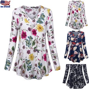 Women-Long-Sleeve-V-Neck-Boho-Floral-Print-Tunic-Top-Casual-Loose-Blouse-T-Shirt