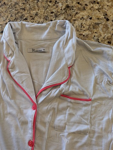 Joan Vass Womens Short Sleeve Pajama Set Button Up Shirt Shorts Grey size XL - Picture 7 of 12