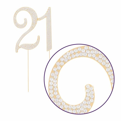 21 Cake Topper 21st Birthday Gold Number Party Decoration (Gold) - Picture 4 of 5