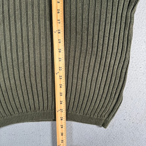 Vintage Structure Knit Sweater Men Medium Green Stripe Trendy Comfort Grandpa - Picture 8 of 10