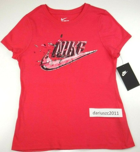 NIKE GIRL'S PINK SHINY SUMMER T-SHIRT TEE TOP SIZE MEDIUM - Picture 4 of 5