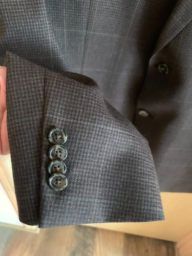 Joseph Abboud 44R Silk & Wool Blend Brown Houndstooth Suit Jacket with Lining - Picture 6 of 14