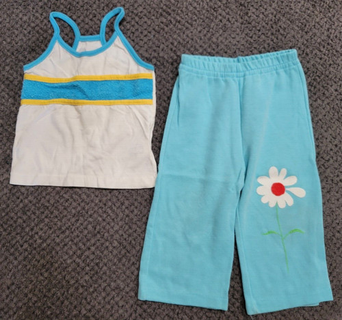 Vintage 80s Buster Brown Shirt Kmart Pants Floral Size 18mo 2T Toddler Girl Set