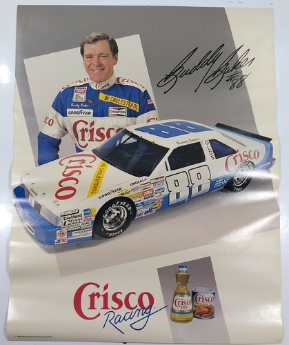 Vintage NASCAR Poster Buddy Baker Crisco Racing Poster Oldsmobile #88 NOS 1986 - Picture 1 of 6