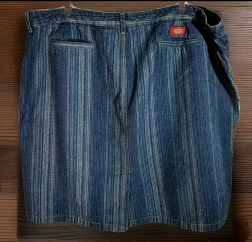 Dickies Womens 26 Denim Skirt Short Cotton Striped Pockets Straight Pencil Mini