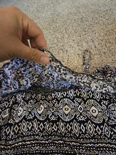 Maurices Dress Womens Small Black Multicolor Geometric Blousy Boho Southwestern - Afbeelding 4 van 7