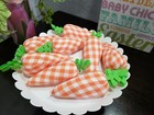 EASTER Farmhouse Buffalo Check Orange Check Carrot Basket Bowl Fillers Decor S/8
