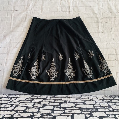 Falda Bordada Ann Taylor Negra y Gris Línea A Talla 14 - Imagen 2 de 8