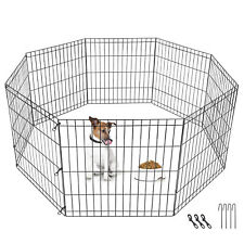 24" Puppy Pet Playpen Hogh Panels 8 Panel Indoor Outdoor Metal Dog Kennel Fence