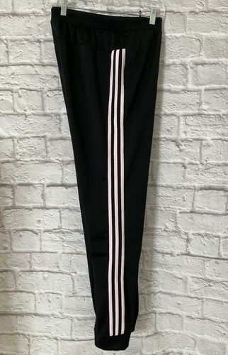 Adidas Tracksuit Womens Large Black Pink Stripe Jacket Jogger Pants Logo Set - Picture 13 of 23