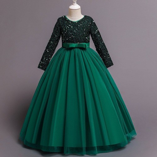 2023 Princess Mesh Dress 4-14y Girl Christmas Party Clothing Sequin Prom Costume - Picture 15 of 16